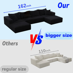 Oversized sponge cloud sofa,Modern Upholstered Sectional Sofa Couch Set,Modular 162' L Shaped Sectional Living Room Sofa Set With 6 Pillows,Free Combination Sofa Couch for Living Room,Bedroom