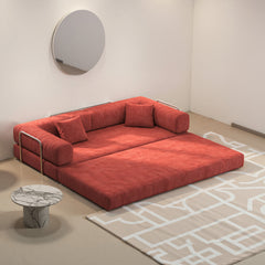78.8inch  Modular Sectional Sofa, Convertible Pudding Block Sofa, Floor Standing Sofa Bed Arm Comfort Sofa Bed, Compression Sofa for Living Room and Bedroom -  (Orange)