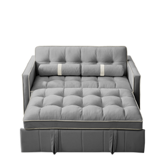 Modern 55.5' Pull Out Sleep Sofa Bed 2 Seater Loveseats Sofa Couch with side pockets, Adjsutable Backrest and Lumbar Pillows for Apartment Office Living Room