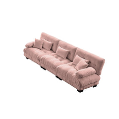 3-Seater Sectional Sofa Modular Deep Seat Sofa Couch , Chenille Sofa Soft Comfy Upholstered Furniture for Living Room, Apartment, Studio, Office,Chenille Pink