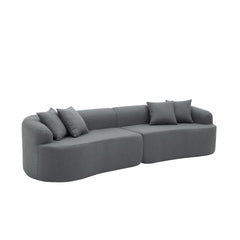Curved Modular Sectional Sofa in Lamb's Wool Fabric, Modern Minimalist Style, Compressed (No Assembly Required), Comfy for Living Room & Bedroom - Gray