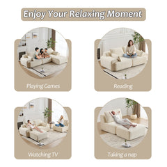 Modern Memory Foam Compressed Sofa,Large Sectional Couches for Living Room,Pet-Friendly Cloud Modular Sectional Sofa,Corduroy Fabric,Extra Deep Loveseat,No assembly required, BEIGE