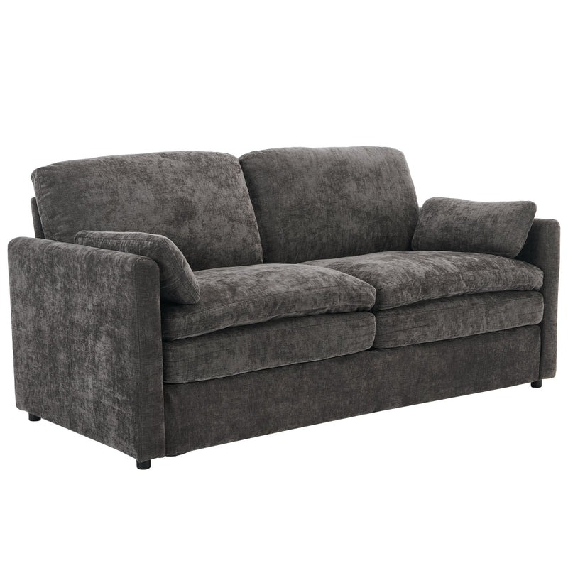 68.1' Cozy Upholstered Loveseat Sofa with Double Cushion Design, Grey Chenille
