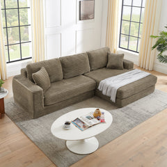 Right sofa seat,L shape Modular Sectional Sofa, Compressed Sectional Sofa Modern Minimalist Style Corduroy Couch,Unfold into a bed, Bedroom, Comfy Compressed Sofa Couch Space-Efficient Design-Brown