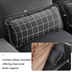Modern U-shaped 6-Seat Sofa with Console, Cupholders, USB Ports, Velvet Upholstery in Gray