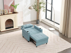 Futon Chair Bed Convertible Chair 3-in-1 Pull Out Sleeper Chair Beds with USB Ports,Wear-resistant and Anti-scratch,  Armchair Bed Sleeper for Living Room (Green Scratch Cloth)