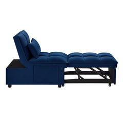 4 in1 Multi-Function Single Sofa Bed with Storage Pockets,Tufted Single Pull-out Sofa Bed with Adjustable Backrest and Pillows ,Convertible  Chaise Lounge, Navy
