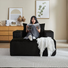 62.5-Inch Corduroy Sponge Sofa Lounge Chair,No Assembly Required,Fluffy Modern Sleeper Chair for Indoor Living Room Bedroom