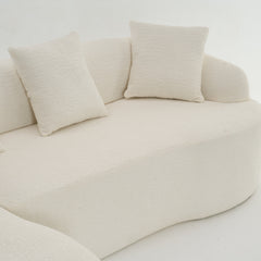 Boneless L-Shape Sectional Sofa with Curved Chaise,White Modular Chenille Compression Couch,30D High-Density Foam,Minimalist Modular Couches Sleeper for Living Room Bedroom Apartment Lounge.