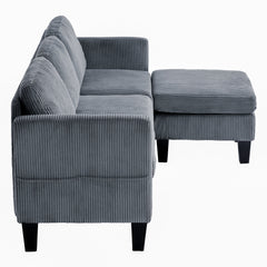 Modern L-Shaped Sectional Sofa with Padded Cashmere Upholstery – Space-Saving Design for Living Rooms & Apartments, Easy Assembly, Grey
