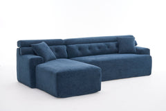 105'' Cloud Sectional Couch with L-Shape Chaise,Modern Modular Sofa with Deep Seat, Boneless Sofa for Living Room Bedroom,No Assembly Required,Blue.