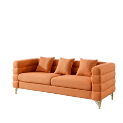 81 Inch Oversized 3 Seater Sectional Sofa, Living Room Comfort Fabric Sectional Sofa-Deep Seating Sectional Sofa, Soft Sitting with 3 Pillows for Living Room,Bedroom,Office.,Orange teddy(W834S00034)