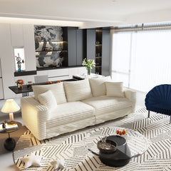 82.7 ' Plush Corduroy 3-Seat Sofa,Modern Comfy Upholstered Sofa Cloud Couch,Deep Seat Couches with Soft Pillows,Convertible Deep Seat Sofa Lounge Chair for Living Room Bedroom,Apartment,Office,Beige