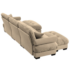 Modern U Shape Modular Sectional Sofa Couch with Movable Ottomans, Camel Velvet, Convertible L Shaped Living Room Sofa