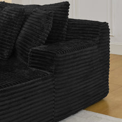 Two-seater lazy sofa lounge chair,Compressed sofa no assembly required, made of velvet fabric, fluffy modern  lounge chair, used for indoor living rooms and bedrooms-Black
