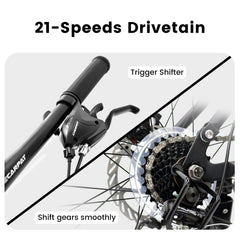 A2760  27.5 Inch Full Suspension Mountain Bike, Front and Rear Dual Shock Absorbers, Mechanical Disc Brakes, 21-Speed, Suitable for Men and Women, Ideal for Travel and Fitness Enthusiasts