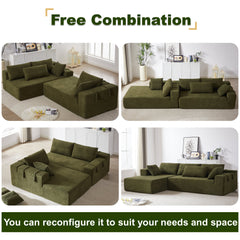 Modern Chenille Upholstered Sectional Sofa Couch Set,Modular 108' L Shaped Sectional Living Room Sofa Set With 6 Pillows,Free Combination Sofa Couch for Living Room,Bedroom(Right Chaise)W834P240007