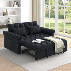 Loveseats Sofa Bed with Pull-out Bed,Adjsutable Back-Black