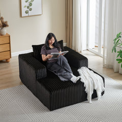 62.5-Inch Corduroy Sponge Sofa Lounge Chair,No Assembly Required,Fluffy Modern Sleeper Chair for Indoor Living Room Bedroom
