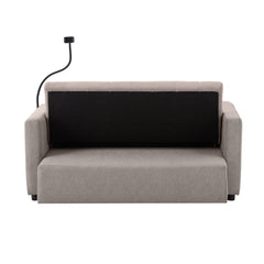 Convertible Sofa Bed Loveseat with USB Ports, Side Pockets, Cup Holders & Swivel Phone Holder, Light Grey Bella Fabric