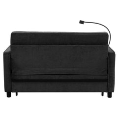 Contemporary 56.9' Loveseat Sofa Bed Sleeper with Reversible Backrest, Side Pockets, USB Ports, Phone Holder, Black Chenille