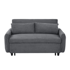 Modern Convertible Pull-out Sofa Bed with USB Ports, Dark Grey Corduroy, 57.48'