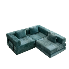 Compression Sofa,Convertible Floor Sofa Bed with Fixed-Shape Frame, Boneless Modular Sectional Sofa,No Assembly Required,Chenille fabric,for Living Room Bedroom,Dark Green