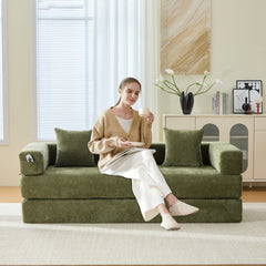 UNITED WE WIN Folding Sofa Bed with Pillows - Convertible Chair Floor Couch & Sleeping Mattress - Foldable Memory Foam Sleeper for Living Room/Dorm/Guest Room/Home Office/Apartment/Upstairs Loft