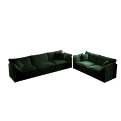3 Piece Sofa Set Oversized Sofa Comfy Sofa Couch, 2 Pieces of 2 Seater and 1 Piece of 3 Seater Sofa  for Living Room, Deep Seat Sofa Green Chenille