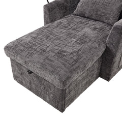 Multifunctional Recliner with Storage Backrest and Cell Phone Bracket in Gray Chenille for Living Room and Bedroom