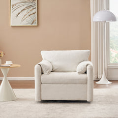Swivel-Modern Swivel Accent Chair Single Seater - 360° Rotating Lounge Chair with Chenille Fabric & High-Resilience Cushion, Ergonomic Reading Sofa Chair for Living Room,Bedroom,Office-Ivory White