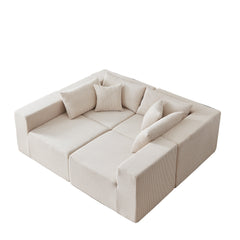104-Inch Corduroy Modular L Shaped Sectional Sofa,Luxury Floor Couch Set,Upholstered Indoor Furniture,Foam-Filled Compressed Sofa for Living Room,Bedroom,4 PC Free Combination