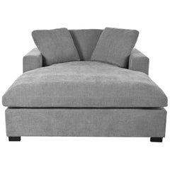 Oversized Chaise Lounge Chair with Solid Wood Legs and Soft Upholstery, Gray