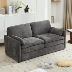 68.1' Cozy Upholstered Loveseat Sofa with Double Cushion Design, Grey Chenille