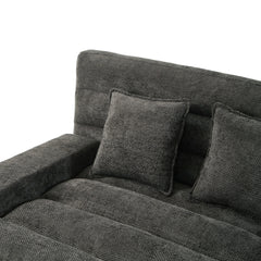 Modern Chaise Lounge Sofa 57.1' Sofa Bed with Adjustable Backrest and LED Light Strip, Grey Chenille Upholstered