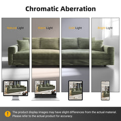 82.7 ' Plush Corduroy 3-Seat Sofa,Modern Comfy Upholstered Sofa Cloud Couch,Deep Seat Couches with Soft Pillows,Convertible Deep Seat Sofa Lounge Chair for Living Room Bedroom,Apartment,Office,Green