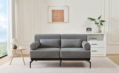 Modern Loveseat Sofa 59' Sofa Couch 2-Seater with USB Ports, Unique Cylindrical Armrests, Grey Chenille