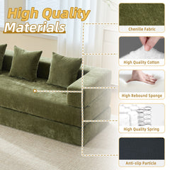 UNITED WE WIN Folding Sofa Bed with Pillows - Convertible Chair Floor Couch & Sleeping Mattress - Foldable Memory Foam Sleeper for Living Room/Dorm/Guest Room/Home Office/Apartment/Upstairs Loft