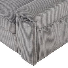 U_STYLE Upholstery Sleeper Sectional Sofa with Storage Bags and 2 cup holders  on Arms