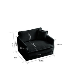3 Piece Sofa Set with Arm Pillows and Toss Pillows , Sofa Set Include 2- Piece of Arm Chair and One 2-seat Sofa, Space Saving Casual Sofa Set for Living Room, Black Chenille