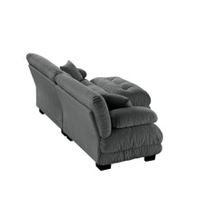Cloud Couch Sectional Sofa for Living Room, Chenille 2 Seater Sofa with 2 Lumbar pillows and 2 throw pillows , Upholstered Wide Arm Sofa with Convertible Ottoman,Chenille Gray