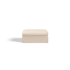 Cloud Style L-Shape Modular Sectional Sofa with Ottoman, 3 Seater Convertible Couch in Warm White Beige, Chenille Fabric, 110 Inch