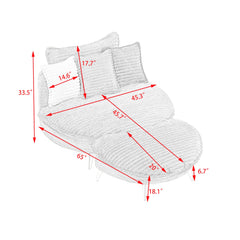 65.00 inches long, Corduroy Sofa Fabric, with three matching pillows and two spacious and comfortable seats, for Apartment Office Living Room - Yellow