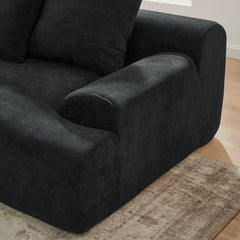 110.25x67'' Modern Upholstered L-Shape Sectional Sofa Couch, Modular Compressed Sofa with Free Combination for Living Room Bedroom, Melange Velvet, Black