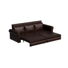 93.7 ' Pull Out Sofa Bed, 3-in-1 Faux Leather Convertible Sleeper Sofa with Nailhead Trim & Rolled Arm,Multi-Functional Sofa Bed for Living Room,Bedroom,Apartment,Office