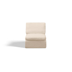 Cloud Style L-Shape Modular Sectional Sofa with Ottoman, 3 Seater Convertible Couch in Warm White Beige, Chenille Fabric, 110 Inch