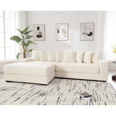 [NEW ARRIVED] [VIDEO PROVIDED] Oversized Two-Piece  Couches,  L Shaped Sofa, Corduroy, Left Chaise Daybed,with Armrests,Eight Throw Pillows,Corner Sofa,Easy To Assemble, Beige