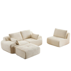 Modern Memory Foam Compressed Sofa,Large Sectional Couches for Living Room,Pet-Friendly Cloud Modular Sectional Sofa,Corduroy Fabric,Extra Deep Loveseat,No assembly required, BEIGE