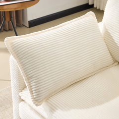 69' PLUSH CLOUD LOVESEAT: Modular 2-Seater Sectional Sofa with 22' Beige Chenille Cushions + 2 Throw Pillows - Compact Size for Apartment, Living Room, Bedroom (Beige)