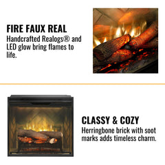 Dimplex Revillusion Herringbone Brick Built-In Electric Firebox With Front Glass [RBF30/36/42] (SAK12893)
